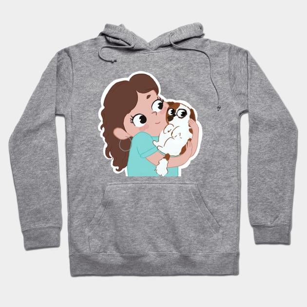 Girl with cocker spaniel Hoodie by Viloarts